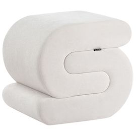 Pouf Arcadia Tissu Chenille Blanc Cassé 45 Cm 50 Cm 48 Cm