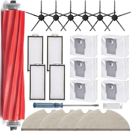 Roborock Q7+ Q7 Max+ Vacuum Cleaner Accessories 21 Piece Set-1 Main Brush,4 Mops,4 Hepa Filters,6 Side Brushes,6 Vacuum Bags