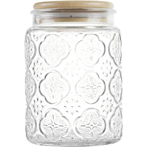 Bocal De Rangement En Verre De 700 Ml Avec Couvercles Hermétiques En Bois,Boîtes Alimentaires Vintage Pour Comptoir De Cuisine,Garde-Manger,Café,Thé,Crème,Sucre,Bicarbonate De Soude,Bonbons.[V63]