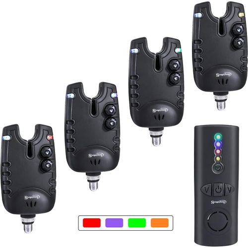 Carp Fishing Bite Alarm Set,4+1 Wireless Led Fishing Bite Alarms With Portable Zipper Box For Various Types Of Rods