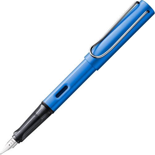 Al-Star Oceanblue - Stylo Plume Avec Grip Ergonomique Et Plume Acier En Taille B - Corps En Aluminium Léger - Avec Cartouche T 10 Bleue - Droitier.[G394]