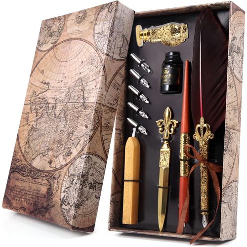 Plume Calligraphie, Stylo Plume Calligraphie Avec Plume, Set De Plumes D'oie Pour Calligraphie Ancienne Avec Encre.[G1561]