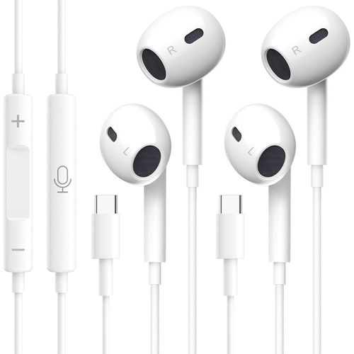 2Pack Écouteurs Filaire Usb-C,Écouteurs Intra-Auriculaires Hifi Stéréo Avec Isolation,Microphone Et Contrôle Du Volume Compatible Avec I-Phone16/15 Plus/Promax,Galaxy S24/S23/Ultra[CAS6211515]