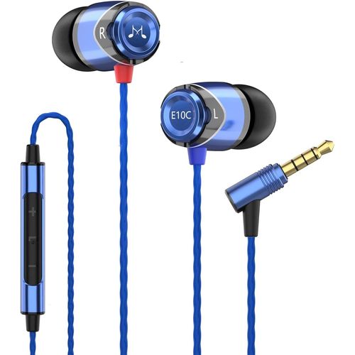 E10C Écouteurs Filaires Intra-Auriculaires, Avec Microphone, Hi-Fi, Stéréo, À Isolation Phonique, Avec Basses Puissantes, Câble Anti-Enchevêtrement, Bleu[CAS6212115]