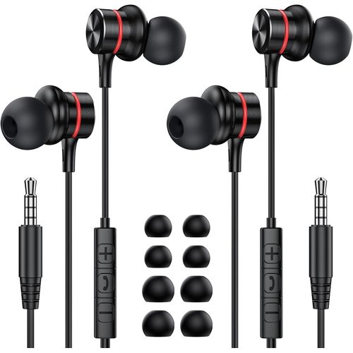 Écouteurs Intra-Auriculaires, Ecouteurs Filaire Jack 3.5Mm Avec Microphone, Confortable Réduction Du Bruit Son Stéréo Contrôle Compatibilité Avec Galaxy, Mp4 (2Pack)[CAS6211192]