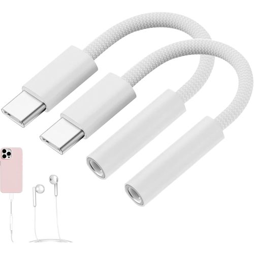 Lot De 2 Adaptateur Usb C Vers Jack Iphone 15 Adaptateur Jack Usb C Pour Écouteurs Type-C Vers 3,5 Mm Aux Casque Dac Kompatibel Mit Iphone 15, Samsung Galaxy S24,Ipad Mini/Pro/Air[CAS6215078]