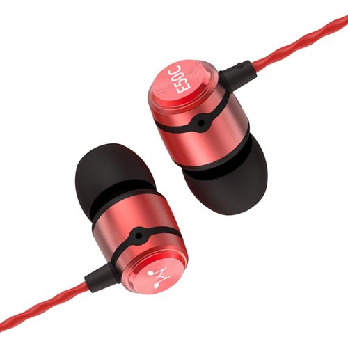 E50C Écouteurs Intra Auriculaires Smartphone Écouteurs Haute Fidélité Oreillettes Réduction De Bruit Avec Micro Et Télécommande Pour Audiophiles - Rouge[CAS6214901]