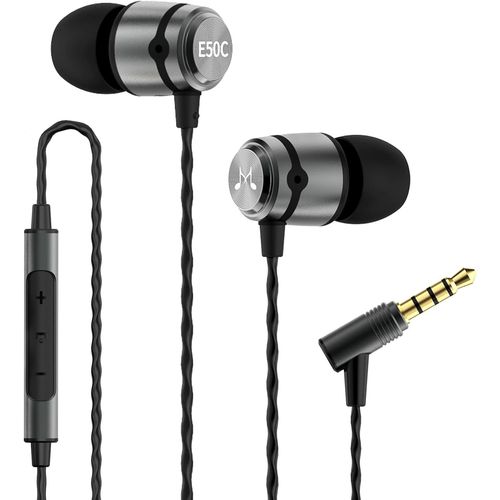 E50C Écouteurs Filaires Intra Auriculaires Avec Microphone Hifi Moniteur Casques Bonne Isolation Phonique Idéal Pour Contrôle Sonore Port Confortable Gunmetal[CAS6214900]