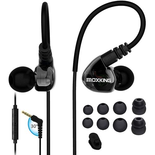 Écouteurs Filaires Pour Les Sports De Course, Écouteurs Étanches Avec Isolation Acoustique Stéréo, Écouteurs Basses Avec Microphone Et Télécommande Pour Le Jogging (Noir)[CAS6213499]