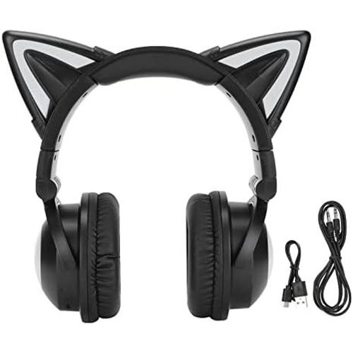 Casque Bluetooth, Casque Sans Fil Mignon Avec Oreille De Chat, Casque Stéréo Avec Microphone, Casque Led Pour Enfants, Adolescents, Femmes Adultes Et Amoureux Des Chats[Cas6213946]
