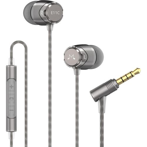 E11C Écouteurs Filaires Intra Auriculaires Avec Microphone Hifi Stéréo Casques À Isolation Phonique Avec Basses Puissantes Câble Anti-Enchevêtrement Gris Acier[CAS6213964]