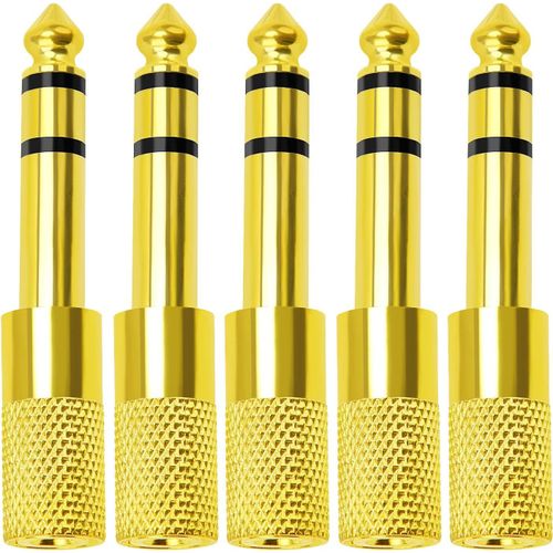 5 Pièces Adaptateur Casque, Prise Trs Audio Stéréo 6.35Mm Mâle À 3.5Mm Femelle, Adaptateur Jack Stéréo Pour Casque Et Microphone, Plaqué Or[CAS6215518]