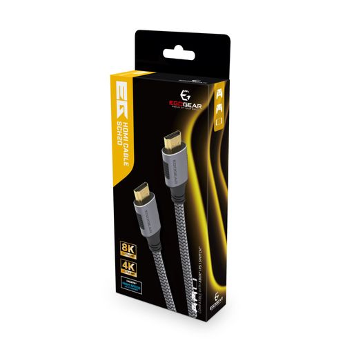 EgoGear - Câble HDMI 2.1 8K UHD SCH20 avec Ethernet Gris et Noir