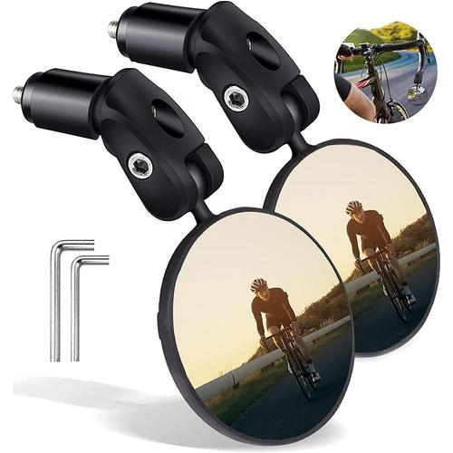 (2pcs) Miroir De Vélo D'extrémité De Guidon, Miroir Convexe De Guidon Rotatif Réglable À 360 Degrés, Miroir De Vélo Grand Angle Hd Pour Vélo De Route De Montagne