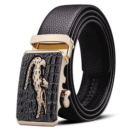 1pc Homme Boucle Automatique Ceinture En Cuir De Haute Qualité Hommes Affaires Ceinture Dorée Taille Boucle Strass Décoration Mâles Luxe Ceinture