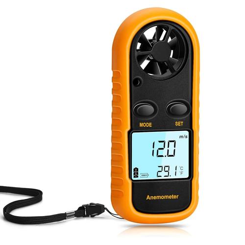 Anémomètre portatif, compteur de vitesse du vent numérique léger, jauge de température de la vitesse du vent avec écran LCD numérique pour cerf-volant, météorologie, pêche, surf