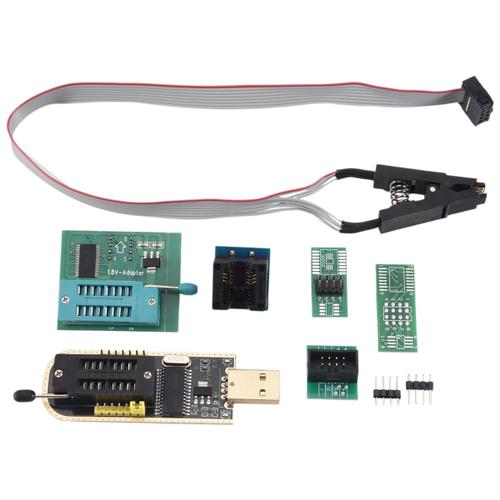 1 Ensemble CH341A 24 25 SéRie EEPROM Flash BIOS Programmeur USB + Pince de Test SOIC8 SOP8 + Adaptateur SPI .8 V + SOP8 SOIC8 à DIP8