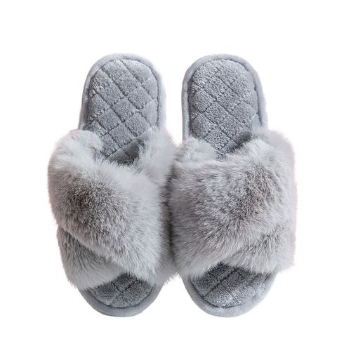 Chaussons En Peluche Européens Et Américains, Nouveau Style D'hiver, Chaussons En Peluche D'intérieur, Femme (Gris, 25,5 Cm De Long)