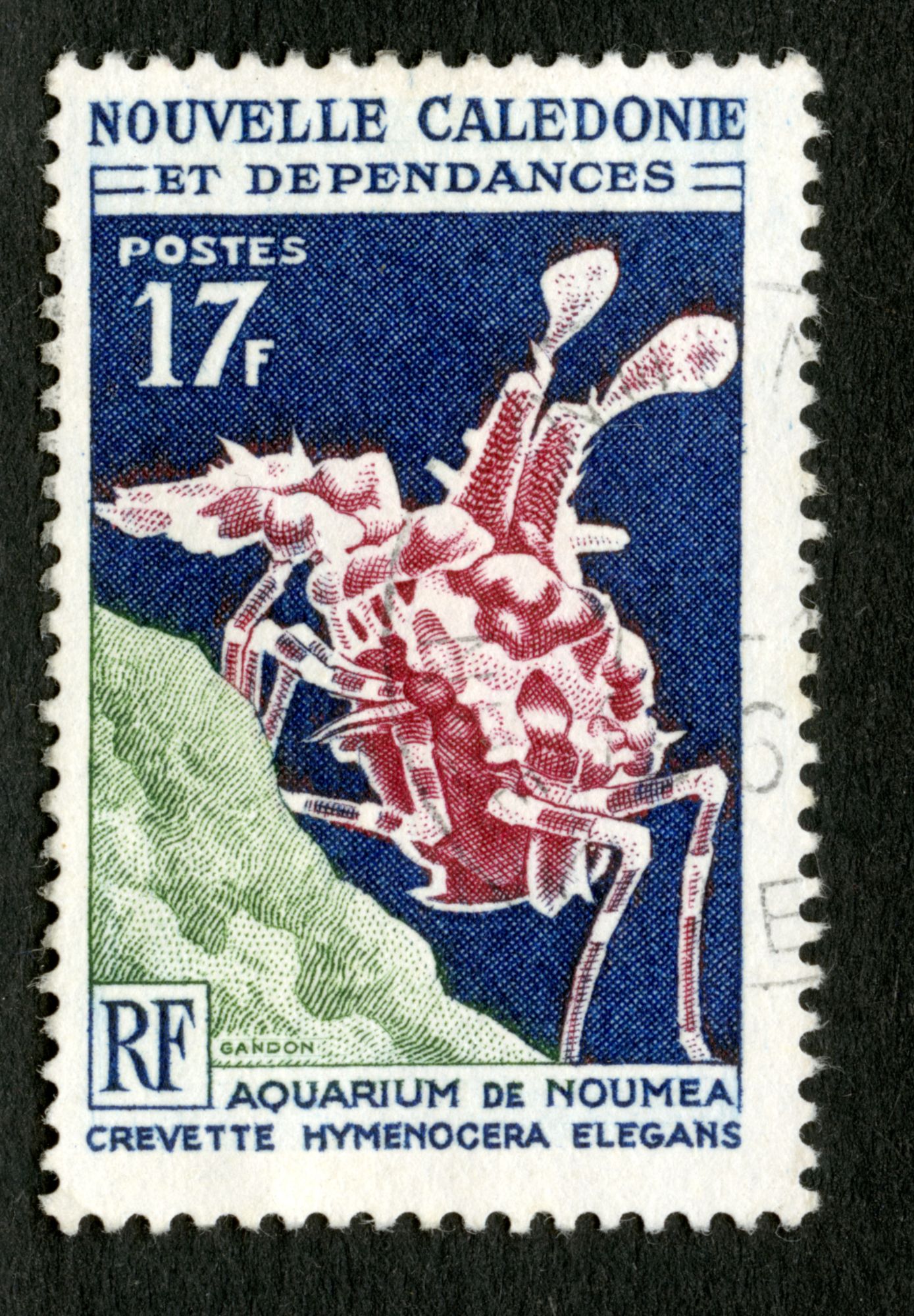 Timbre Oblitéré Nouvelle Calédonie Et Dépendances, Aquarium De Nouméa, Crevette Hymenocera Elegans, Rf, Postes, 17 F