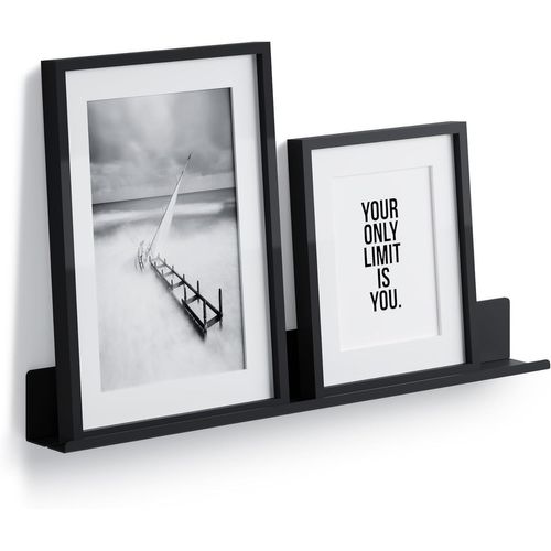 Étagère Murale Fine Pour Photos, Photos Et Livres. Design Moderne Et Minimaliste, Fabriquée En Métal, 55 X 6 Cm, Couleur Noire.[G329]