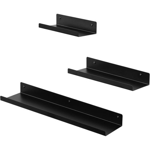 Étagère Murale, Lot De 3, Tablette Murale, Étagère Flottante, Étagère Suspendue En Métal, Style Industriel, Pour Salon, Cuisine, Chambre, Noir.[G343]