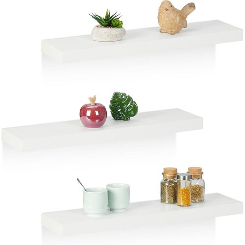 Étagères Murales, Lot De 3, Lxp: 60 X 15 Cm, Décoration Murale, Mdf, Design Moderne, Rangement À Fixer, Blanc.[G264]