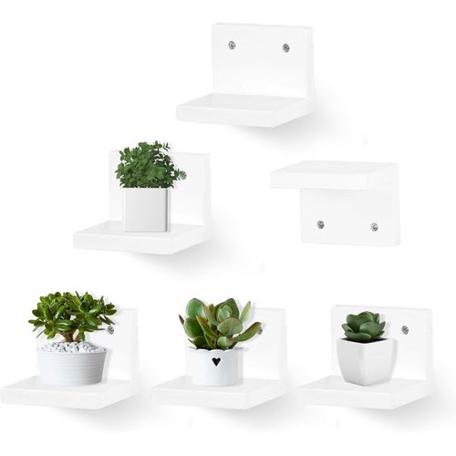 Lot De 6 Petites Étagères Murales Flottantes Pour Exposer De Petites Figurines, Plantes, Objets De Collection, Petites Étagères Murales Pour Chambre À Coucher, Salon, Salle De Bain (Blanc).[G645]