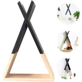 Étagère Suspendue Noire. Étagère Murale Triangulaire Flottante. Étagère Murale Pour Chambre D'enfant Et De Bébé. Étagère Flottante En Bois Pour La Décoration Et Le Rangement. Large.[G790]