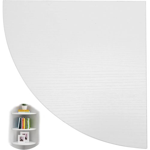 Étagère D'angle Murale En Forme D'éventail En Chêne Massif Avec Extrémité Ronde Flottante Pour Haut-Parleur Avec Trou De Fil Pour Chambre À Coucher, Cuisine, Salon (30,5 Cm).[G1015]