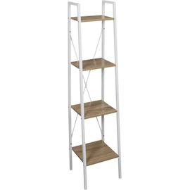 Home Deco Factory Hd7175 Etagère Meuble Rangement Industriel, Métal, Bois-Blanc, 34x27x70 Cm.[G855]