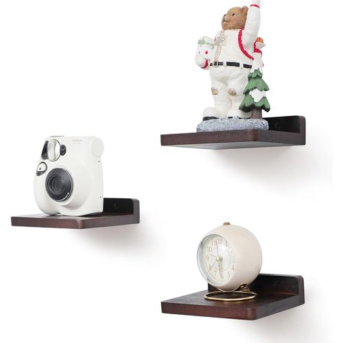 Petite Étagère Flottante, 12,7 X 15,2 Cm, Barres D'exposition Murales, Mini Étagères En Bois Rustique Pour Chambre À Coucher, Salon, Salle De Bain, Cuisine (3, Noyer).[G832]