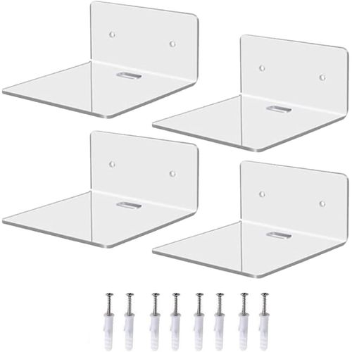 Étagères Murales Flottantes En Acrylique - Petites Étagères Transparentes Avec Trou De Fil Pour Haut-Parleurs Intelligents, Moniteurs, Réveils, Etc. - Mini Étagère Murale Pour Chambre À.[G758]