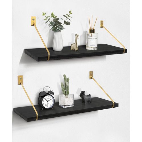 Lot De 2 Étagères Murales Flottantes Minimalistes Modernes En Bois Pour Chambre À Coucher, Salon, Salle De Bain, Cuisine.[G506]