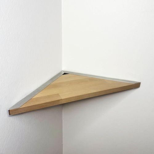Étagère D'angle En Bois Massif Avec Support, Étagère Suspendue En Hêtre Clair, Étagère Flottante, Moderne, 27 Cm.[G578]