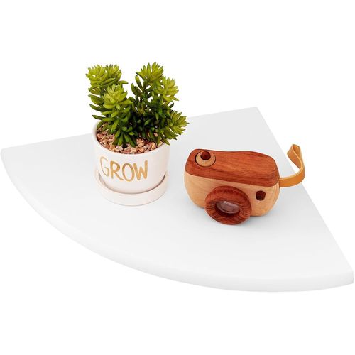 Étagère D¿Angle Flottante En Chêne Rustique Avec Extrémité Arrondie Petite Étagère D'angle Murale Haut-Parleurs, Livres, Décorations Étagère D¿Angle En Bois, Chêne, 22cm Rayon.[G315]