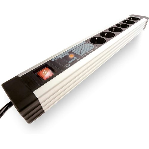 Ritter supraLine Barre multiprise pour pC avec Filet en Aluminium multiprise 6 Prises avec Protection Contre Les surtensions et Ports en Aluminium 3 m.[G1742]