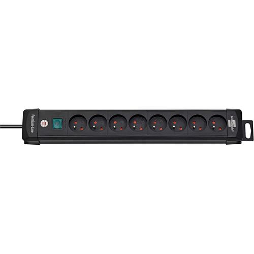 Multiprise Premium-Plus Noire, 8 Prises, avec 3m de câble, Fabrication Française.[G418]