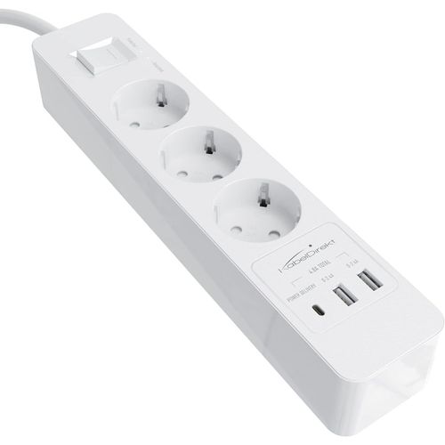 Bloc multiprise avec 3 Prises (USB, Power Delivery 3.0, Charge Jusqu¿à 3× Plus Rapide Selon l¿Appareil, Protection parafoudre/surtension, testé par TÜV, Blanc).[G988]