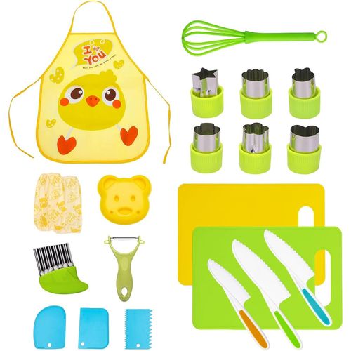 21 Kit Couteau sécurité de Cuisine pour Enfants,Couteau Montessori Enfants à partir de 3 ans,Couteaux de Cuisine pour couper des fruits ou légumes,Cadeau de Noël ou d'anniversaire parfait.[G322]