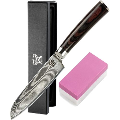 Couteau De Cuisine L Couteau De Damas (24 Cm) - Couteau Professionnel - 67 Couches - Acier Damas - Couteau Tout Usage - Santoku - Couteau De Chef - Damascus Knife.[G848]