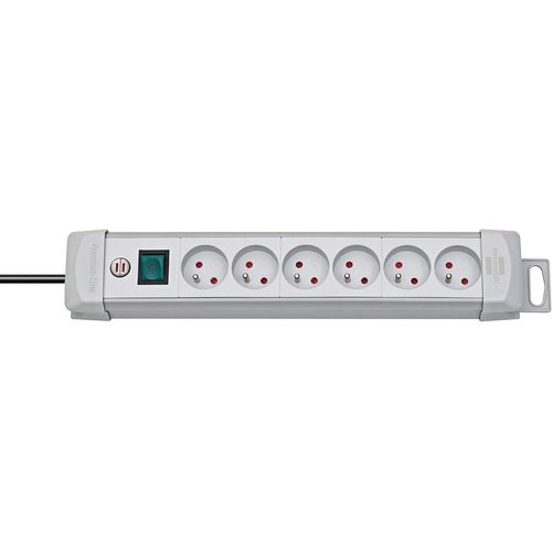 Multiprise Premium-Plus Grise, 6 prises, avec 3m de câble, Fabrication Française.[G107]