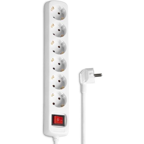 Barre multiprise 6 prises avec interrupteur et sécurité enfant câble Blanc 5 m.[G132]