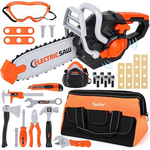 Jouet Tronconneuse Boite a Outils Jeux pour Enfants Cadeau Noël pour Enfant 3 4 5 6 Ans (35 Pièces).[G87]