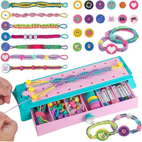 Kit Bracelet Fille,Kit d'artisanat de Bracelet d'amitié pour Filles 6-12 ans DIY Kit Créatif Enfant-Bijoux et perles, jouets d'art et d'artisanat 6 7 8 9 10 11 12 ans Cadeau de Anniversaire Noël.[G158]