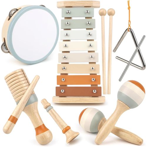 Jouet Bebe, Instrument de Musique Enfant, Batterie Xylophone Bebe Instrument, Jouet en Bois, Montessori Jouet en Bois Jouet, Enfant Cadeau Fille Garçons 3 4 5 Ans.[G334]