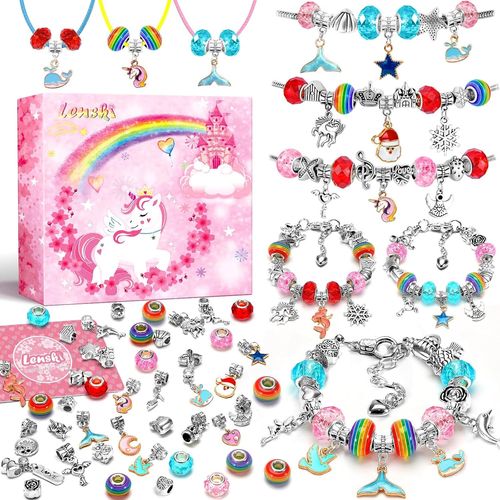 Cadeau Fille 5-13 Ans Enfants Jouet, Bijoux Enfants Fille, Kit Bracelet Fille, DIY Charms Bracelet Kit Fabrication, Jouet Fille 4 6 Ans, Idee Cadeau Ado Fille, Cadeau De Noël Anniversaire.[G370]