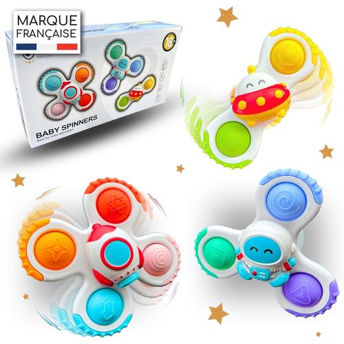 Baby Spinner Ventouse Pop it - Baby hoptoys Fidget Toys - Spinner Anti Stress - Jouet Bebe 1 an - Jouets de Bain - Hand Spinner Bebe.[G386]