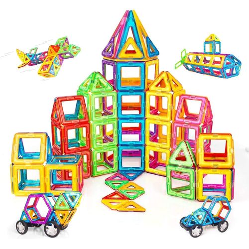 Jeux de Aimantés Construction Magnetiques 120 PCS, Jouet pour Fille Garcon Enfants 3 4 5 6 7 Ans Petits Cadeaux Anniversaire Jeux de Societes Educatif Puzzle 3 Ans+.[G391]
