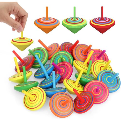 Toupies Jouets en Bois, 30 Pièces , Mini Spinning Top Gyroscopes Coloré, Anniversaires d'enfants invités Petits Cadeaux pour Les Enfants de 3 à 7 Ans (Couleur aléatoire).[G539]