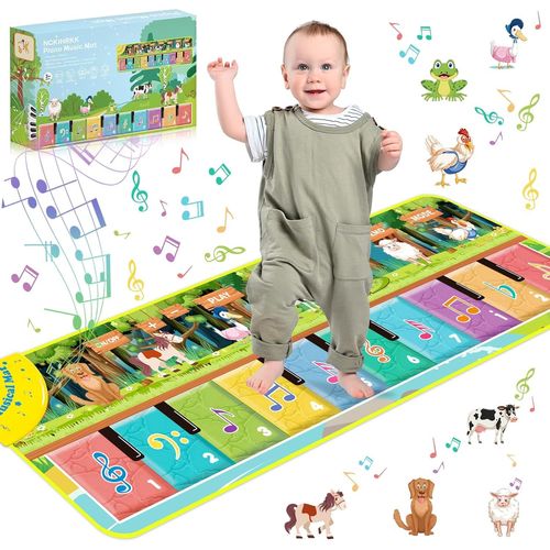 Tapis de Piano pour Enfants avec 7 Animaux, Tapis de Danse Musical Clavier, Tapis de Jeu Musique Musicaux Jouet pour Bebe, Cadeau Enfant 3 4 5 Ans Garçons Fille.[G722]